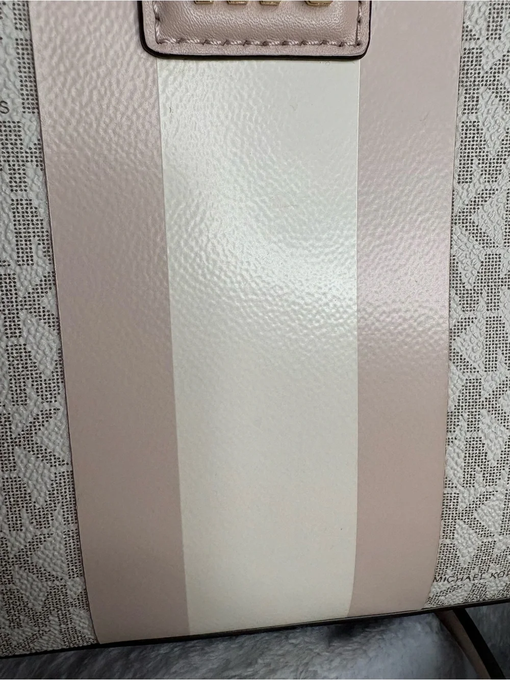 Michael Kors Blush Pink and Cream Signature Crossbody with Gold Hardware